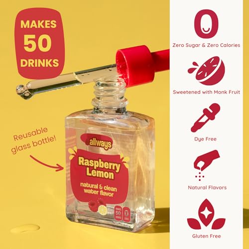 Image of Allways Drops Raspberry Lemon Water Enhancer | Sugar Free | 50 Servings