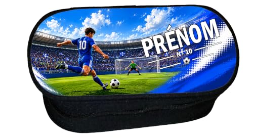 Trousse football foot junior avec prénom - trousse scolaire école enfant garçon - joueur de foot - cadeau personnalisé école primaire collège - fournitures scolaires - illustration originale ref 319