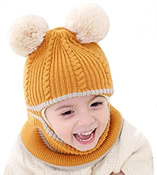 Image of Toddler Winter Hat With Scarf and Earflap Hood - Fleece Lined Monkey Cap for Baby and Kids (6 Months to 7 Years)