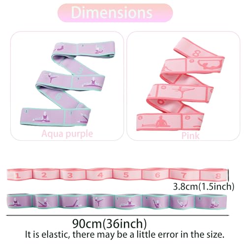 2pcs Stretch Strap for Kids,Elastic Yoga Stretching Strap with Loops, Multi-Loop Adjustable Exercise Stretching Bands,Stretching Resistance Ballet Bands for Dance, Latin, Gymnastics Exercis -8Loops - Image 3