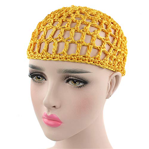 Image of Qianmome Women Soft Rayon Snood Hat Hair Net Crocheted Hair Net Cap Mix Colors