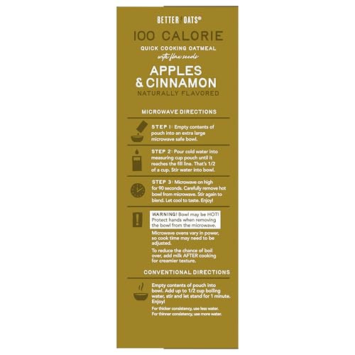 Better Oats 100 Calorie Apples and Cinnamon Instant Oatmeal Packets, Made With Flax Seed, 9.8 Ounce box (Pack of 6) - Thumbnail 5