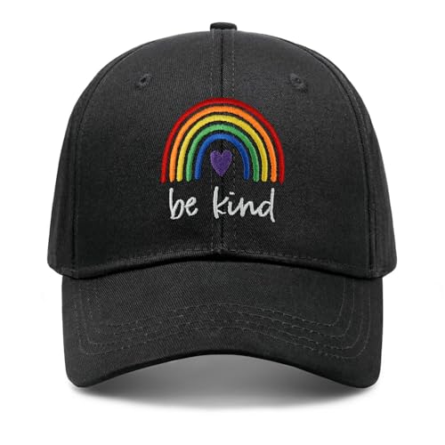 Image of Gay Pride Rainbow Trucker Hat for Men and Women LGBT Embroidered Adjustable Washable LGBTQ Baseball Cap Gifts