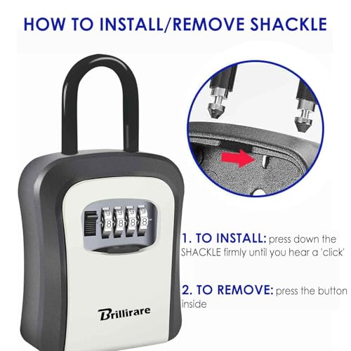 Schlüsselschlossbox, wasserdicht, Metall, 4-stellig, Zahlenschloss mit abnehmbarem Bügel, Wandhalterung, zurücksetzbarer Schlüsselversteck, verbesserte große Passwortboxen für Auto, Haus, Büro