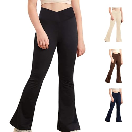 Calça legging flare cintura alta sino calça de ginástica ativa bootcut yoga para crianças adolescent