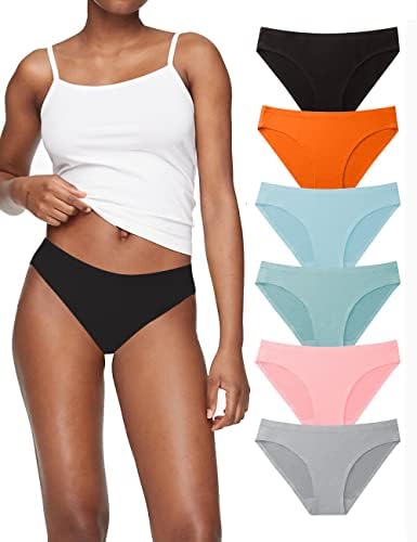 LALESTE Cotton Seamless Underwear Women Hipster Panties No Show Bikini Invisibles Briefs Soft Stretch Underwears 6 Pack