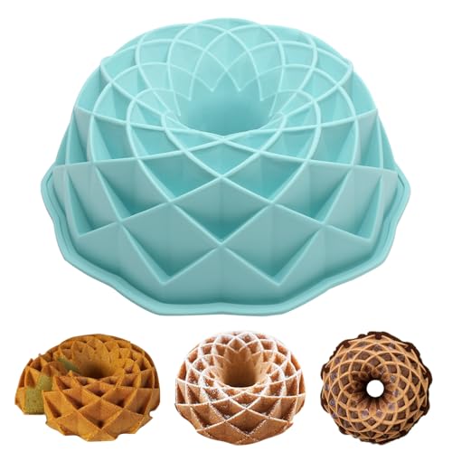 HENGBIRD Molde de silicone para bolo de 24 cm, molde de silicone para bolos, pão, assar, azul