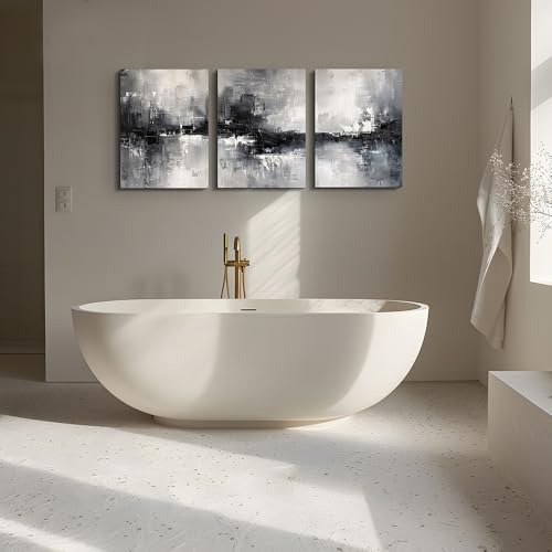 DZRWUBHS Black and White Wall Painting for Living Room - Canvas Art Decor for Bedroom - Inspirational Abstract Pictures - Modern Office Minimalist Home Artwork - Ready to Hang Set of 3