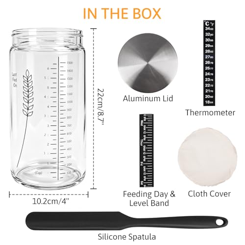 Image of 57oz Sourdough Starter Jar, Extra Large Capacity Sourdough Jar | Wide Mouth Sourdough Bread Starter Kit for Perfect Sour Dough Bread (Black)