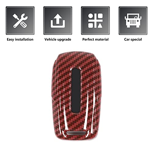 Image of RAZPOY for RAM Key Fob Cover Replacement Key Case Shell Protector Holder for 2018-2022 Dodge RAM 1500 2500 3500 Accessories, ABS Plastic (Red Carbon Fiber)