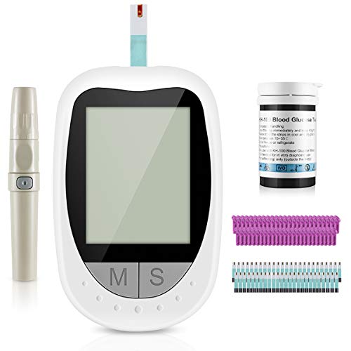 Medidor de glucosa en sangre, kit de prueba de glucosa en sangre con codefree tiras de prueba de glucosa en sangre x 25 y dispositivo de punci�n por Exactive Vital II - mg/dL