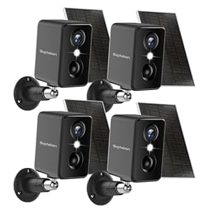 Septekon 2K Security Cameras Wireless Outdoor 4 Pack, Solar Battery Powered Camera with Two Spotlights, PIR Motion Detection Siren, Color Night Vision, 2-Way Audio, IP66 Waterpoof