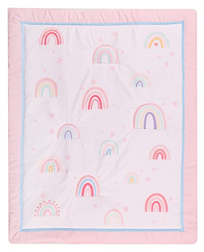 HMtideby Baby Toddler Blanket Quilt Cot Comforter Crib Baby Quilts for Boys and Girls Nursery Bed Throw Blanket 84x107cm-Pink Rainbow