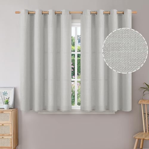 BGment Short Grey Curtains for Bedroom, 45 Inches Long 2 Panels
