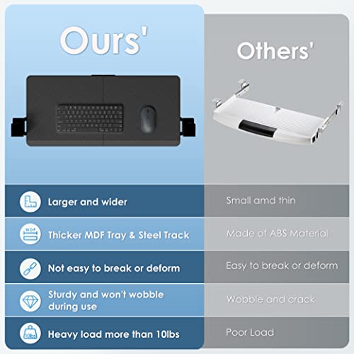 Goldorcle Large Under Desk Keyboard Tray Slide Out, 25.5” (30” Including Clamps) X 11.8” Pull Out C Clamp On Keyboard Stand Drawer Platform Shelf For Home Or Office #TOP4