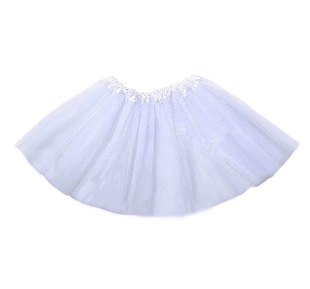Teroty Women's White Ballet Tutu Skirts Elastic Layered Dance Ballet Tulle Skirt For Girls Dress-Up Parties Dancing (White)