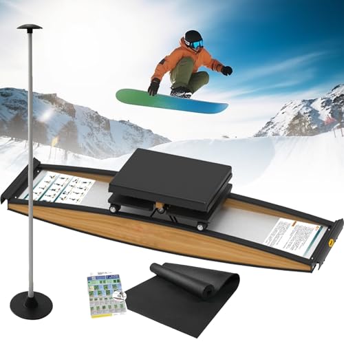 Ski Exercise Machine,Indoor Ski Training Simulator,Body Balance Workout Machine,Ski Leg Trainer with Ski Poles and Mats,for Indoor Beginner Gym Waist Strength Training