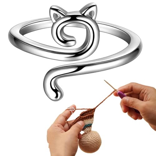 5 piezas anillos de gancho ajustables para gatos, herramientas de control de guía de hilo para dedos, dedales de tejer herramientas de tensión de gancho para acolchar, manualidades de principiantes