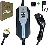 Primecom.Tech Level 2 Electric Vehicle (EV) Charger Amperage Adjustable (10Amp - 16Amp - 20Amp - 24Amp - 32Amp) 50Ft Cable EVSE Plug-in Hybrid (6-20P)