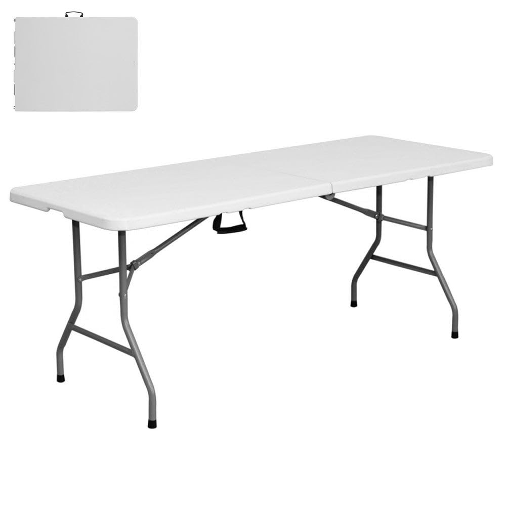 LOLAhome Mesa Plegable, de Acero Anticorrosión y HDPE (De 180x70x74 cm) | Resistente, fácil Transporte, fácil Montaje | Ideal Acampadas, Picnic, Catering, Jardín, Terraza