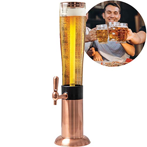 Refinery Beer Tower Drink Dispenser with Pro-Pour Tap and Freeze Tube to Keep