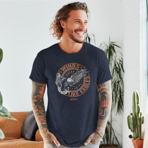 Kerusso Crest Those Who Hope in The Lord Will Renew Their Strength Denim Heather Blue Cotton Crew Neck T-Shirt3