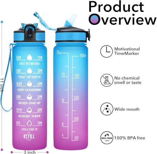 Image of TEKCOOL Motivational 1L Capacity Star Sky Plastic Bottle with Straw | Leakproof, Durable, BPA-Free | Ideal for School /College /Office /Travel, Sports /Outdoor Activities'
