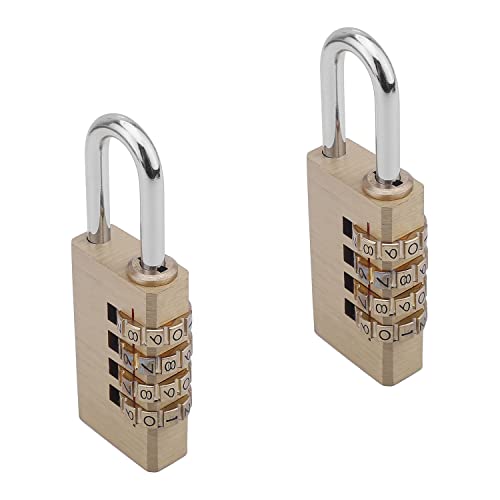 Image of 4 Digit Combination Padlock Solid Brass Padlock Heavy Duty Combination Lock Big 4 Rounds for Indoor and Outdoor Small Safety Luggage 2Pcs