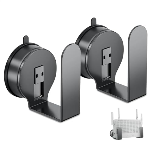 Support Box Internet Vertical, Petite Etagere Murale, Meuble Internet, Console Murale sans Percage, Cache Ventouses, WiFi Floating Shelves Etagere pour...