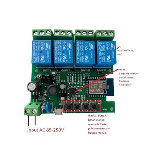MHCOZY 4 Channel USB 5V AC 85-250V Smart WiFi Wireless Dry Contact Relay Switch Module,Tuya Smart Life app Remote Control,Work with Alexa Google Home - Image 3