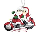 2025 Couple Personalized Christmas Ornament – Custom Gift for Couples, Newlyweds, Married & Engaged Partners – Engraved Decoration for First Christmas Together (Mr&Mrs Claus Riding Motorcycle)
