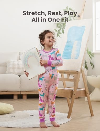 Image of PATPAT Bamboo Viscose Pajama Sets for Toddler Boys & Girls Baby Kids, Ultra-soft Snug fit Pjs Sleepers for Birthday Holiday