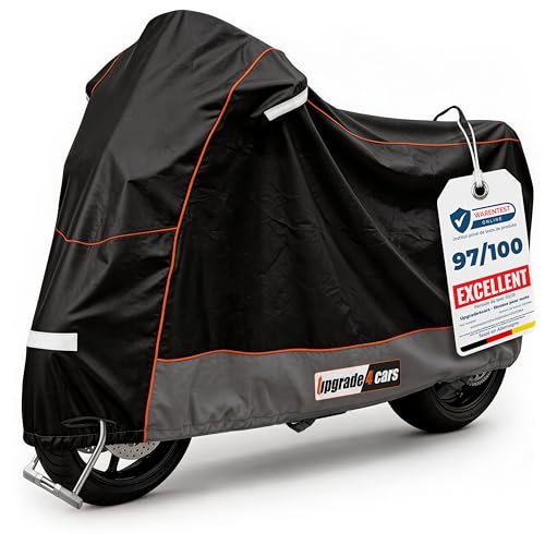 Upgrade4cars Housse Moto Extérieur Imperméable et Fermeture à Cadenas | Garage Universel Moto Résistant Hiver 210D Polyester Noir | Bâche Scooter Taille...