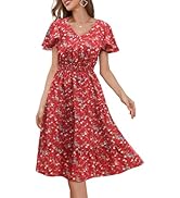Bridesmay Vestidos Casuales De Verano Para Mujer Con Mangas, Vestido Floral Bohemio Fluido, Longitud Media 2025, Rosado, Púrpura, (Purple Pink Flower), M
