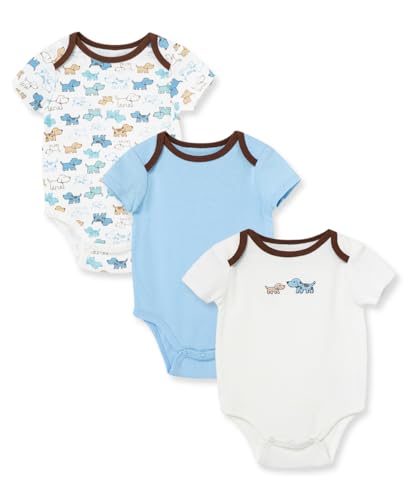Image of Little Me Clothes for Baby 3-Pack 100% Cotton Scratch Free Tag Bodysuits, Newborn to 9 Months