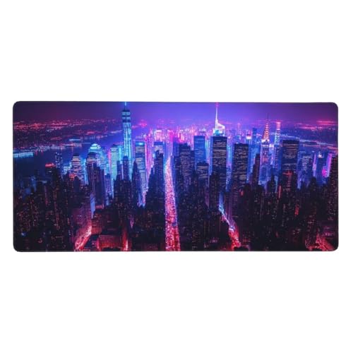 Alfombrilla De Ratón （900 x 400 x 3 mm） Escena Nocturna De La Ciudad Alfombrilla De Ratón Extendida De Gran Con Base De Goma Antideslizante, Mejora La Precisión Y La Velocidad, Para Gamers N2795