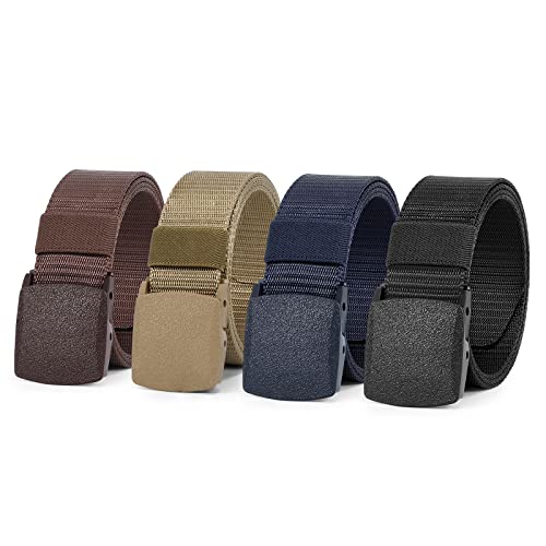 WERFORU Nylon Belt for Men Military Tactical Belt Canvas Outdoor Web Belt with Plastic Buckle