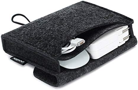NIDOO Felt Storage Pouch Bag Case for Accessory (Mouse, Cellphone, Cables, SSD, HDD Enclosure, Power Bank and More) - 6.3 inch, Dark Gray