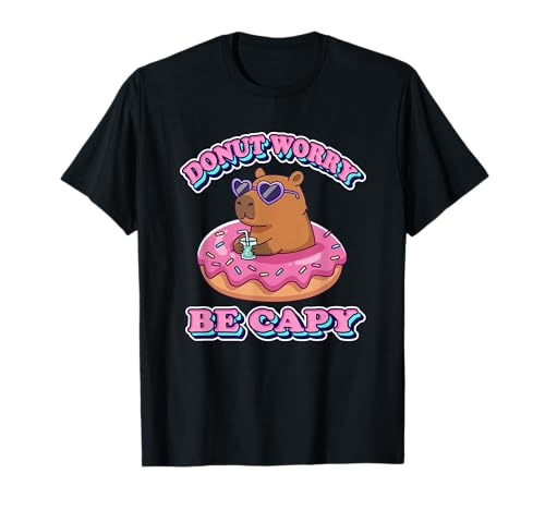 Kawaii Kids Womens Girls Donut Don't Worry Be Capy Lover T-Shirt