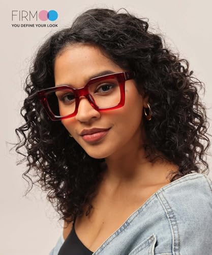 Image of Firmoo Oversized Square Blue Light Blocking Glasses for Women /Men, Stylish Computer Eyeglasses Anti Headaches,Acetate