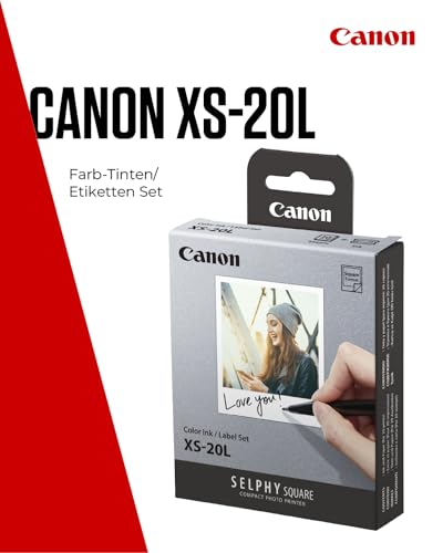 Canon SELPHY XS-20L Tinten- und Papier-Multipack – Original Canon Fotodrucker Tintenpatrone 1er-Pack & 20 Blatt Fotopapier (72 x 85mm)