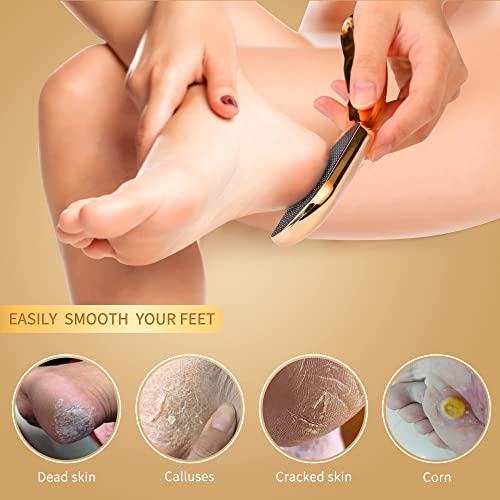 Glass Foot File For Dead Skin, Foot Callus Remover With Glass Etching Technology, Nano Glass Foot File Heel Scraper,Gently For Foot Pedicure Tools,Wet And Dry Feet,Gold #TOP3