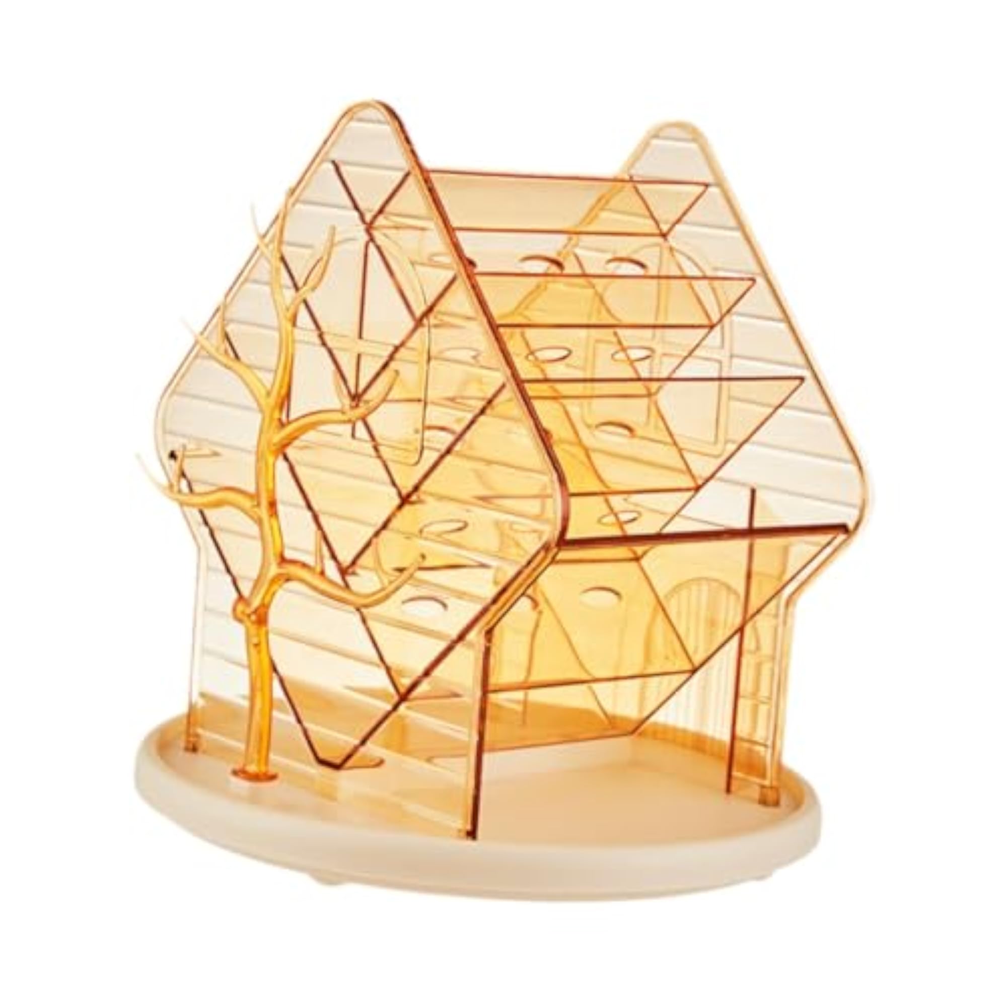 360° Rotating Clear Gold Makeup Brush Holder Organizer