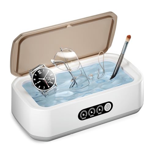 WINTERCRUSH Ultrasonic Jewelry Cleaner: 50KHz Retainer Cleaner for Tooth - Deep Cleaning Machine - 650ML Dental Cleaning Pod for Dentures/Mouth Guards/Eyeglasses-3 Timers -Stainless Steel