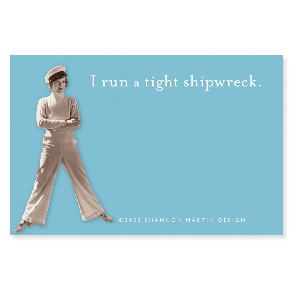 SMS97 I Run A Tight Shipwreck Sticky Notes in Aqua, 2 7/8 x 4 3/8 inches