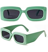 DQbhzh Retro 90s Rectangle Sunglasses for Women Trendy Chunky Glasses UV400 Protection Fashion Vi...