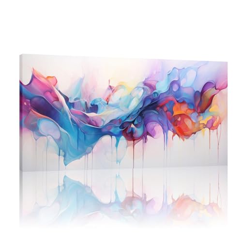 Peinture murale abstraite violet et bleu pour donner de la couleur à un salon moderne