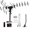 Five Star Outdoor Digital Amplified HDTV Antenna - up to 200 Mile Long Range,Directional 360 Degree Rotation,HD 4K 1080P FM, Supports 5 TVs Plus Installation Kit and Mounting Pole