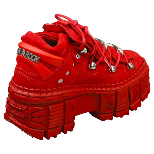 New Rock M-106WALL-C13 Metallic Red Leather Gothic Ankle Boots2