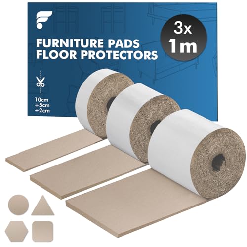 shinfly Furniture Pads Floor Protectors 3x1M, Felt Pads for Furniture Feet Chair Leg, Self-Adhesive, Anti-Scratches and Reduce Noise - Brown